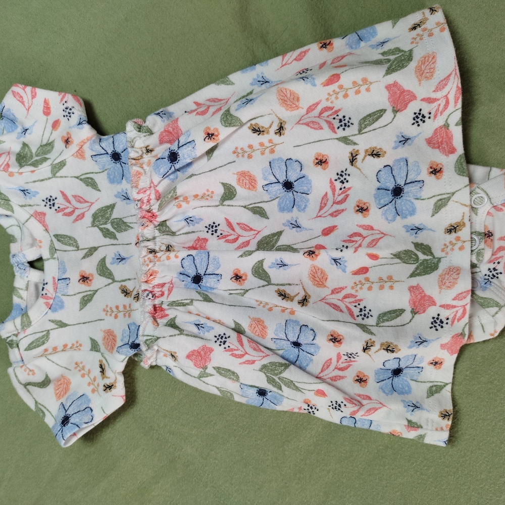 9 Piece Carter's Newborn Girl Clothing with Floral Dress and Onesies - Picture 3 of 16